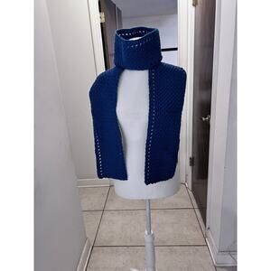 Handmade Crochet Scarf With Headband Set Teal NEW 48 X 6.5